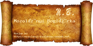 Mozolányi Boglárka névjegykártya
